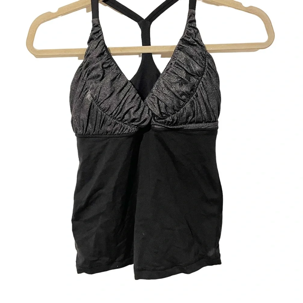 Lululemon Size 6 Black Grey Pure Balance Tank Yoga Top Athletic